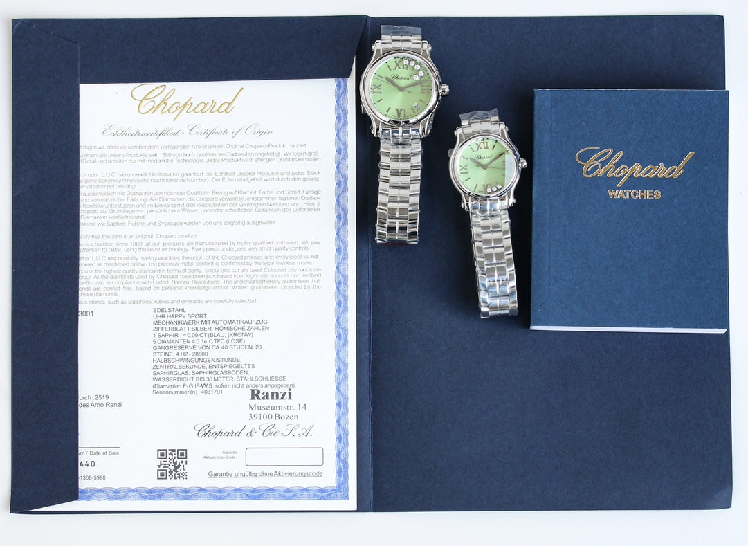 Happy Diamond Silver Green Dial