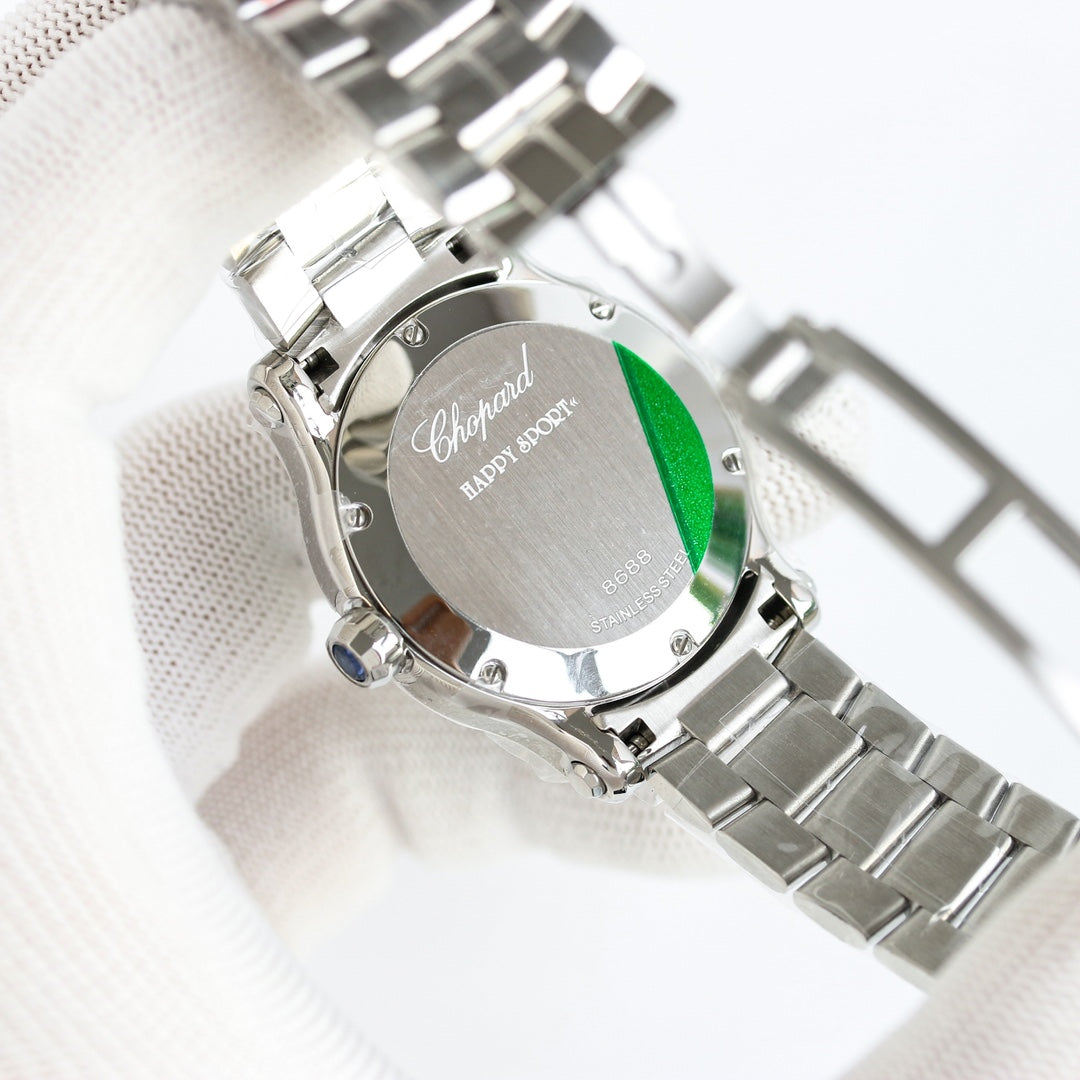 Happy Diamond Silver Green Dial