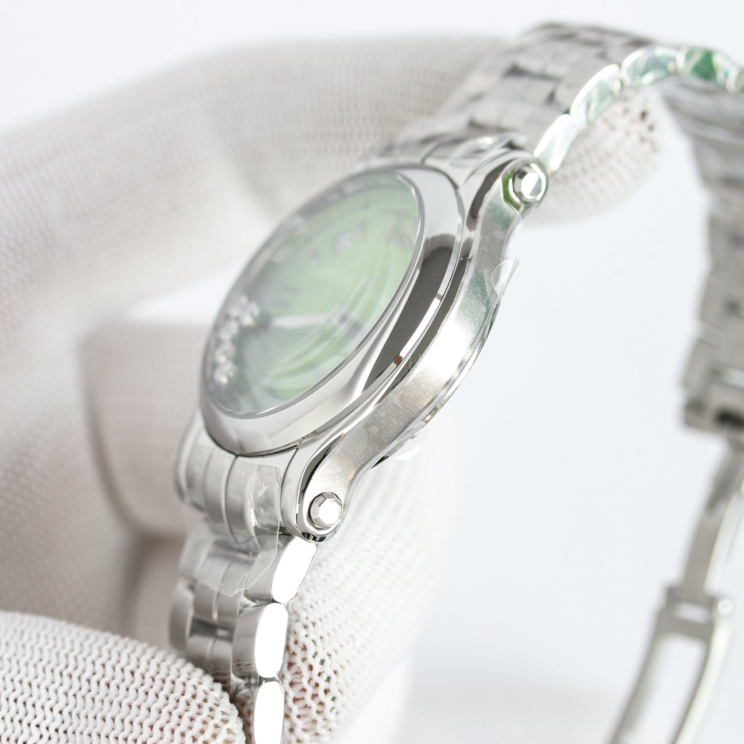 Happy Diamond Silver Green Dial
