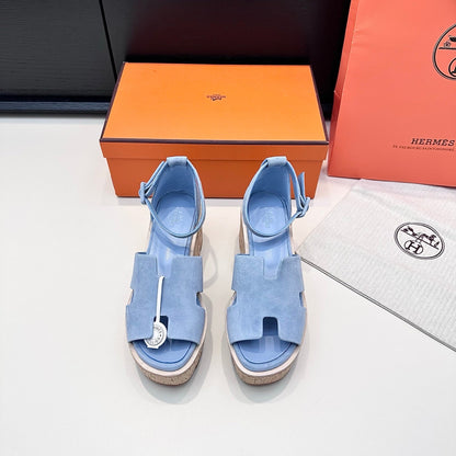HM 26ss Platform Wedge Sandals 70 Light Blue Suede 622760