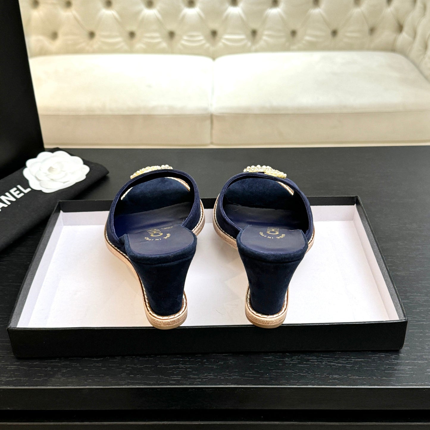 CC 2026 Wedge Sandals 65 Dark Blue Suede 667769