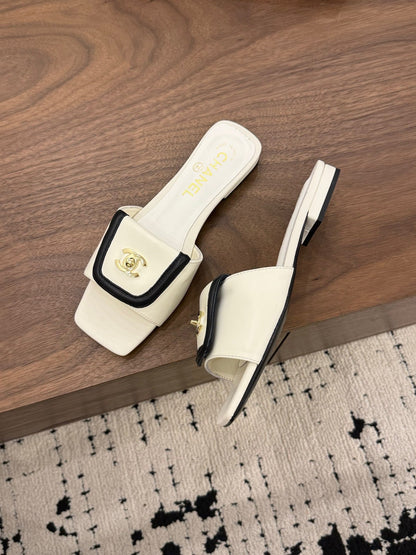 Chanel 2026 Double C Buckle Square Toe Slipper 857303