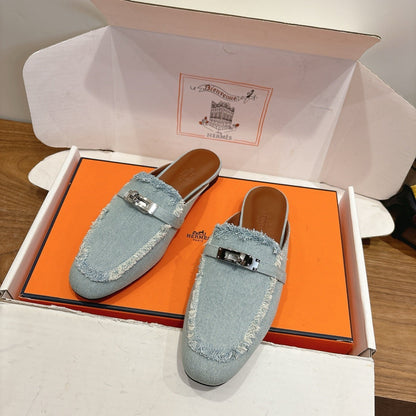 HM 26ss Mule Light Blue Denim Leather 638474