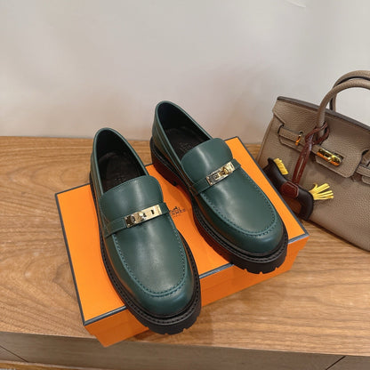 HM 26ss Loafers Dark Green Calfskin 638442