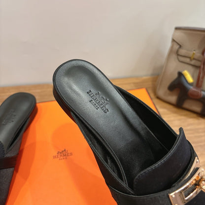 HM 26ss Mule Black Smooth Calfskin Leather 638476