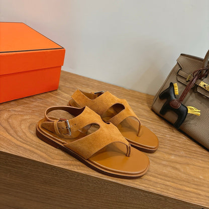 HM 26ss Thong Sandal Brown Suede Calfskin 638407