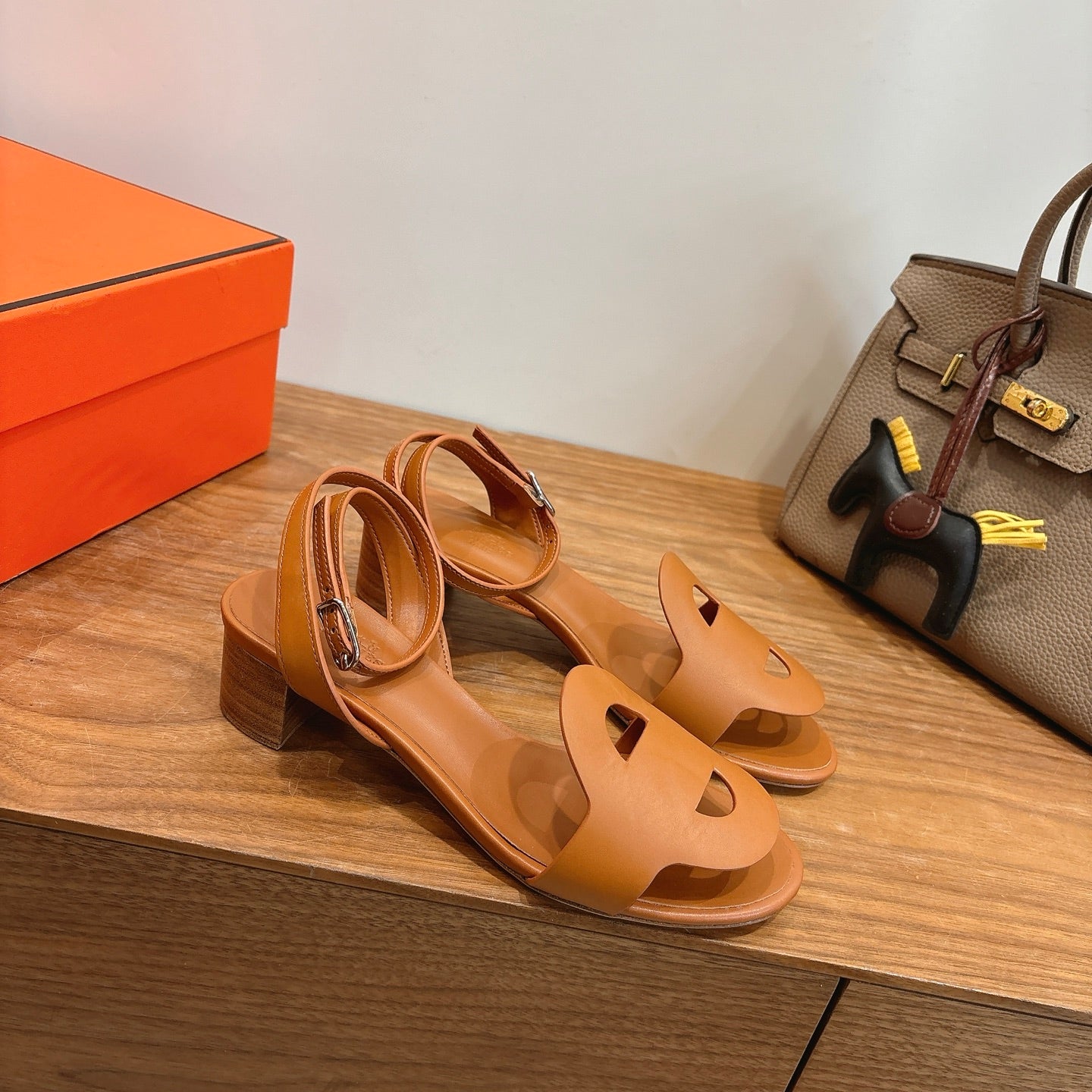HM 26ss High Heel Sandal 50 Camel Brown Calfskin 638411
