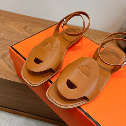 HM 26ss Flat Sandal Camel Brown Calfskin 638413