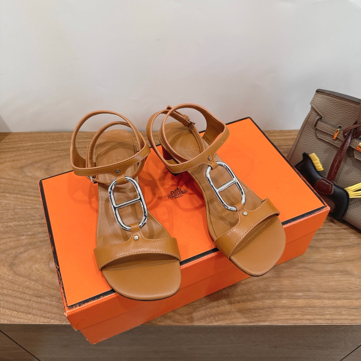 HM 26ss High-heeled Sandals 50 Brown Genuine Leather 638531