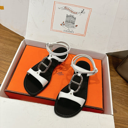 HM 26ss Sandals Black White Genuine Leather 638532