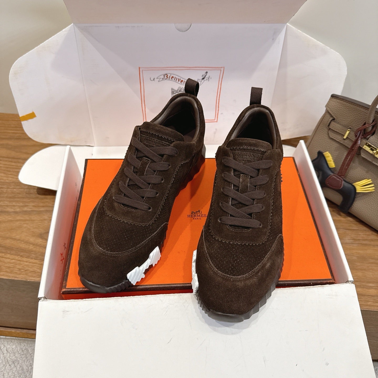HM 26ss Sneakers Brown Fabric Suede 638582