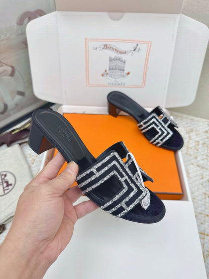 HM 26ss Oran Sandals 50 Black Cowhide 625230