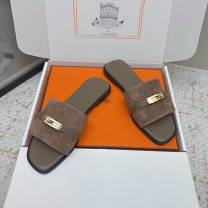 HM 26ss Oasis Sandals Brown Suede Cowhide 625146