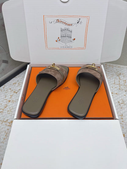 HM 26ss Oasis Sandals Brown Suede Cowhide 625146