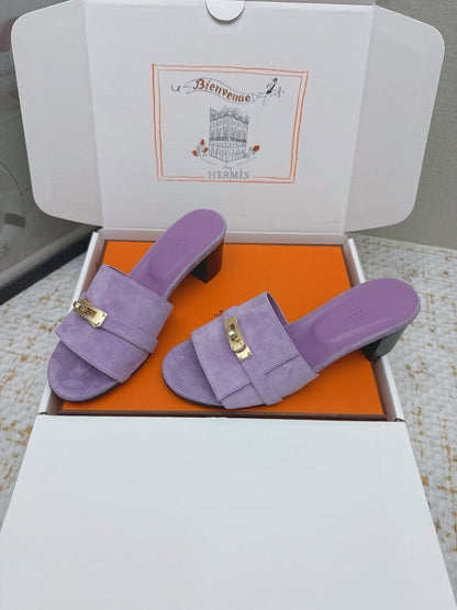 HM 26ss Oasis Sandals 50 Purple Suede Cowhide 625150