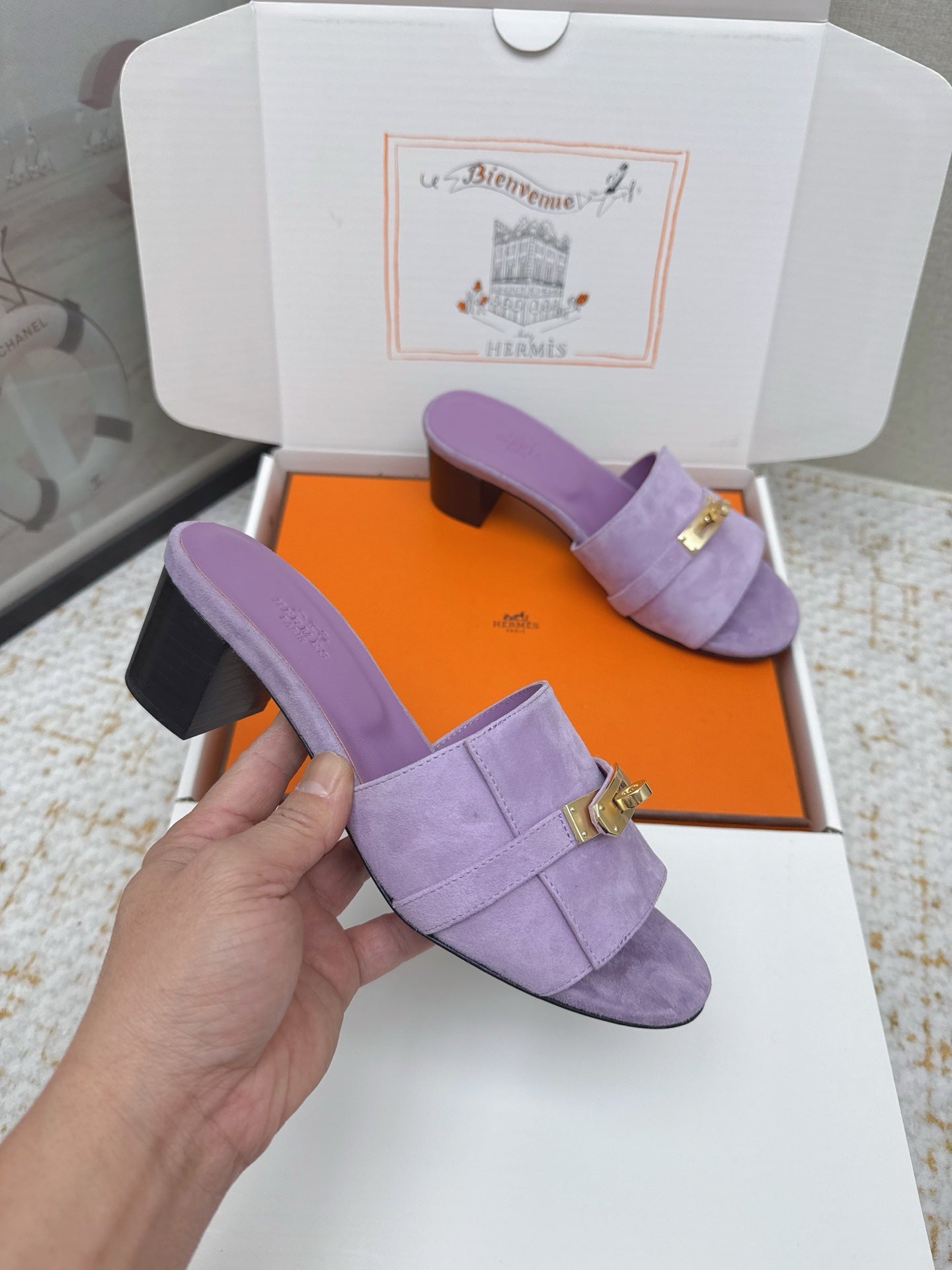 HM 26ss Oasis Sandals 50 Purple Suede Cowhide 625150