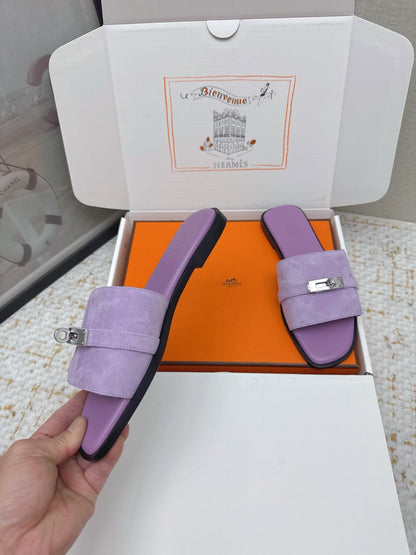 HM 26ss Oasis Sandals Purple Suede Cowhide 625177
