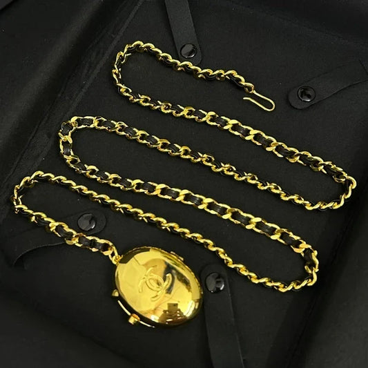 Chanel 2026 Jumbo Gold Plate Oval Belt Gold 214360