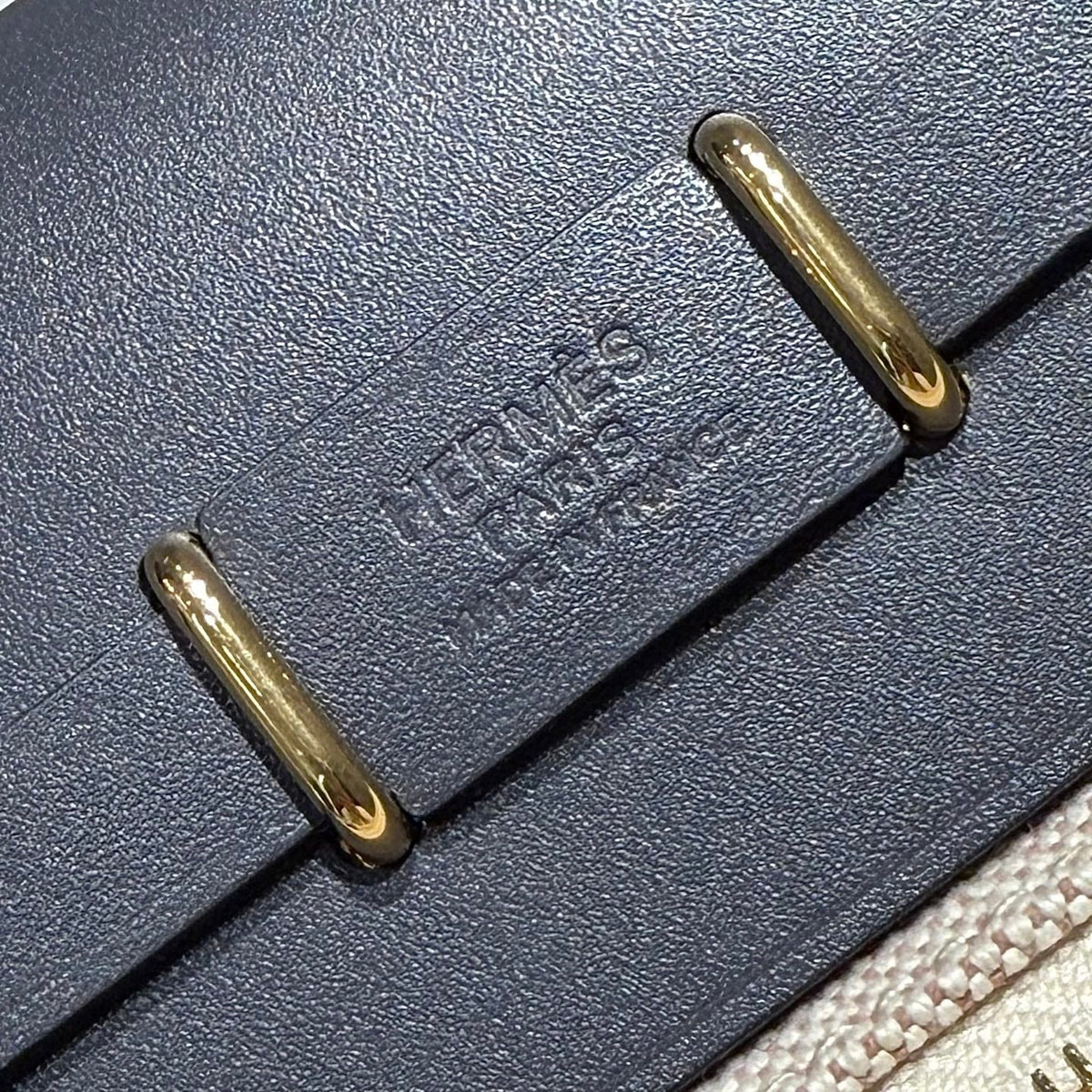 HM Mini Herbag Gold Buckle 20 Cream Canvas and Hunter Cowhide 243275