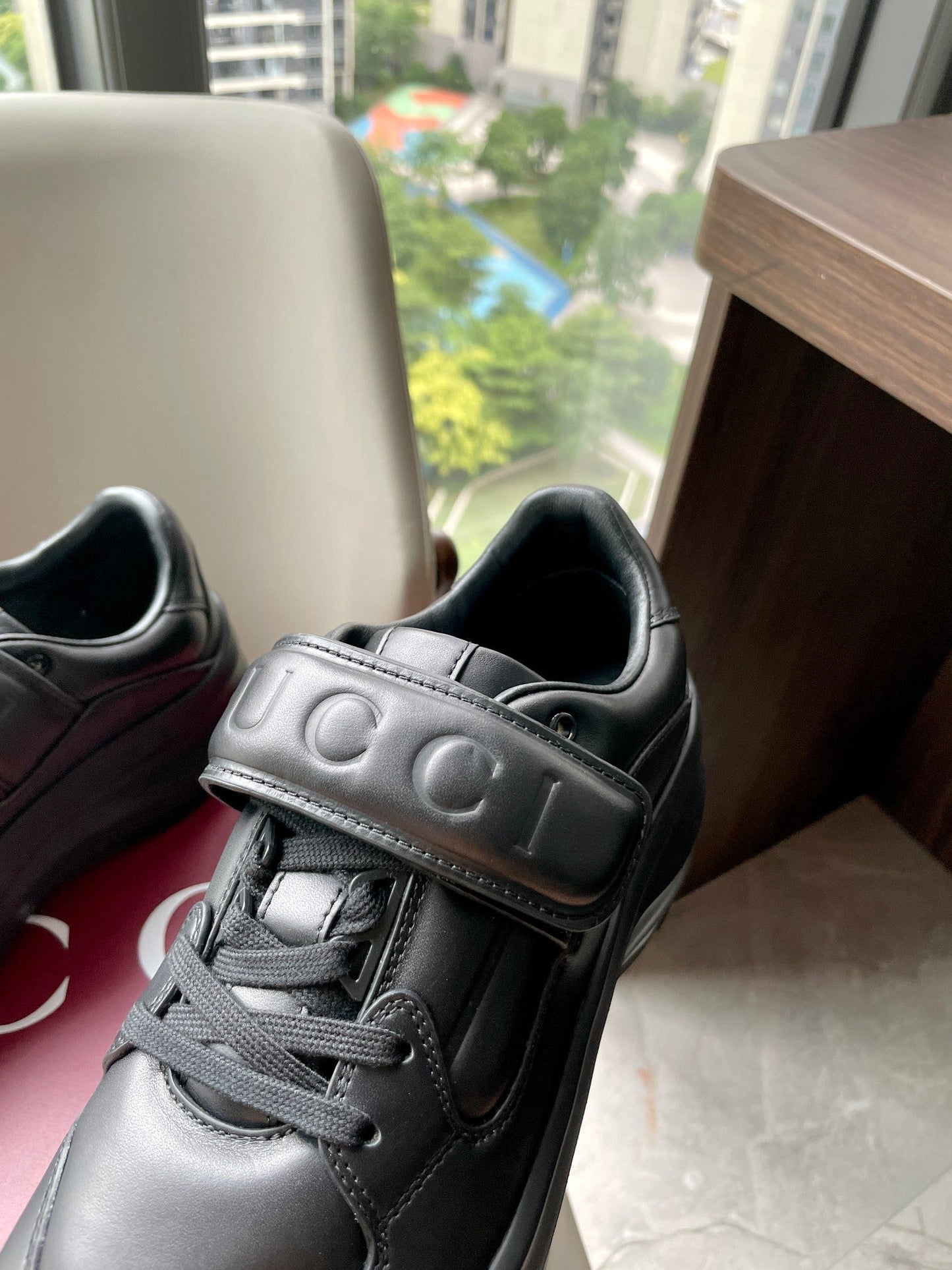 GG 26 Platform Sneaker Black Sheepskin 632853