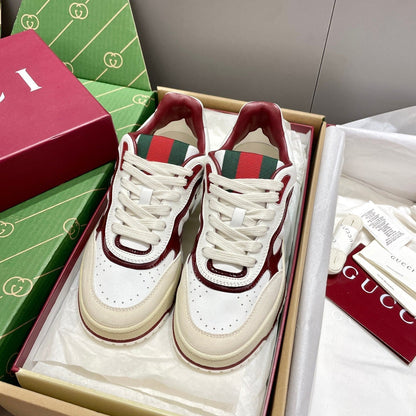 GG 26 Sneaker White Burgundy Red Green Cowhide 632870