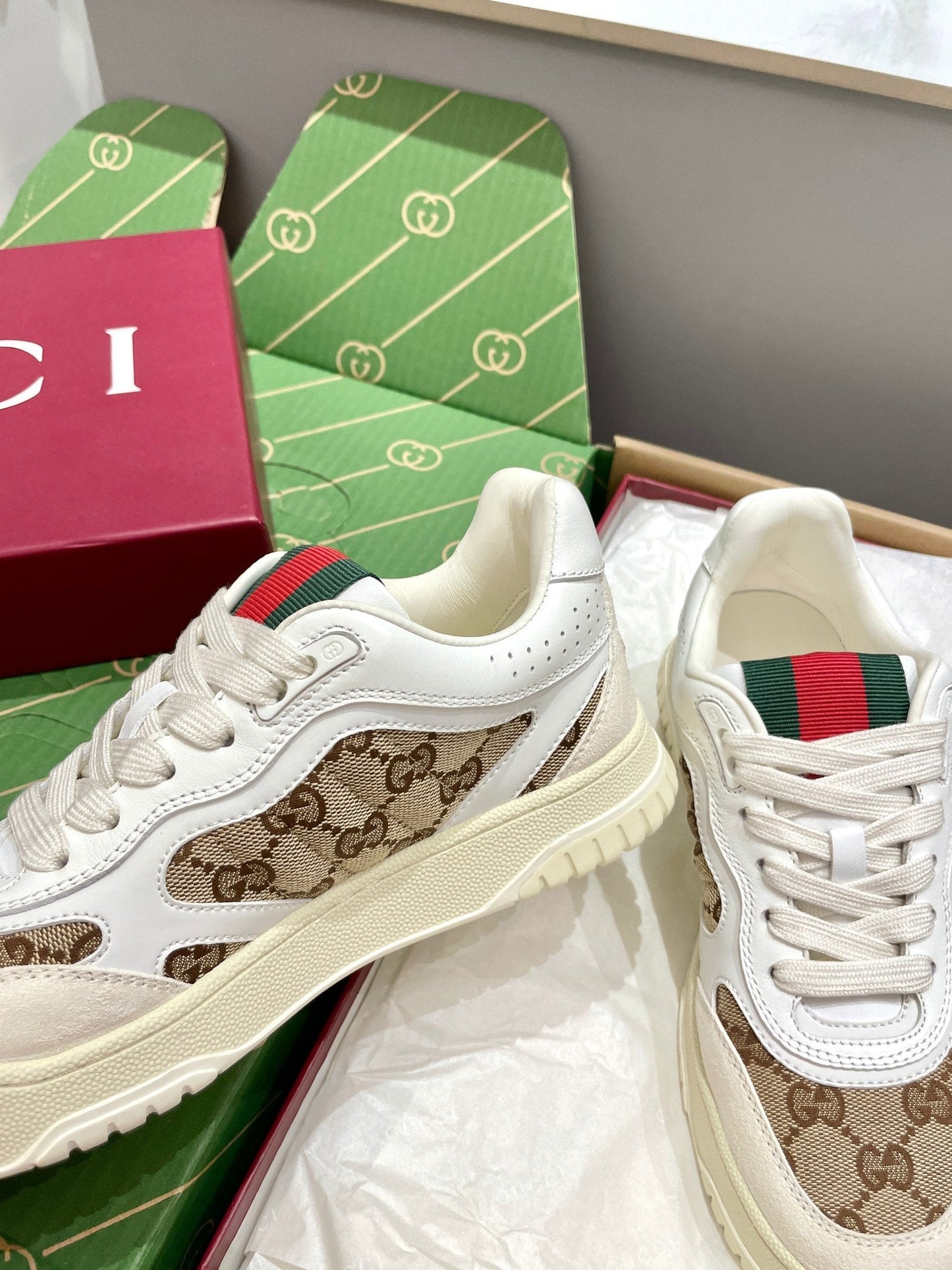 GG 26 Sneaker White Beige Canvas Suede 632875