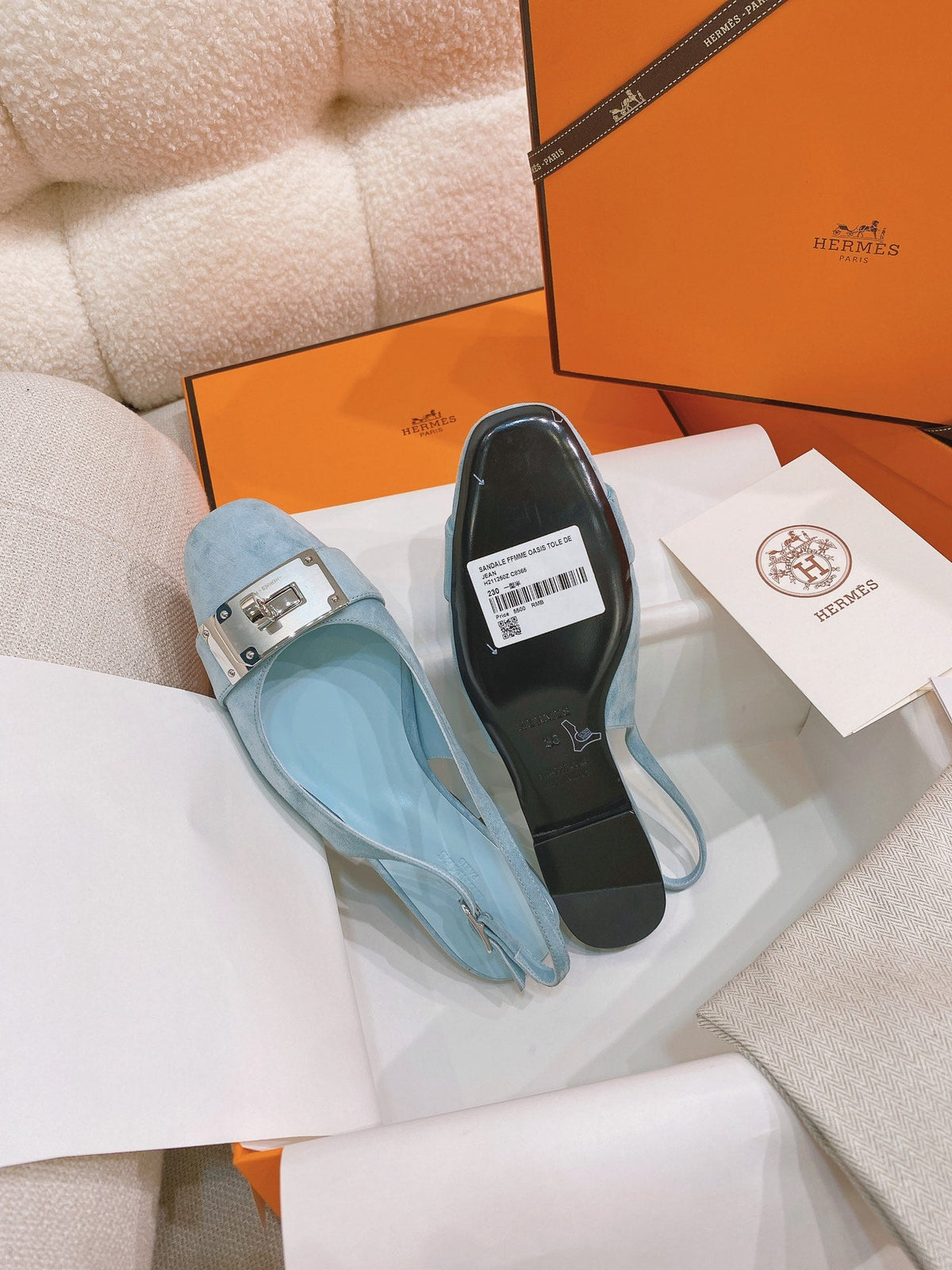 HM 26s Innocente Slingback In Light Blue Suede Silver Hardware