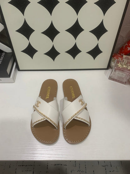 Chanel 2026 Flats Slide Sandals Calfskin 802340