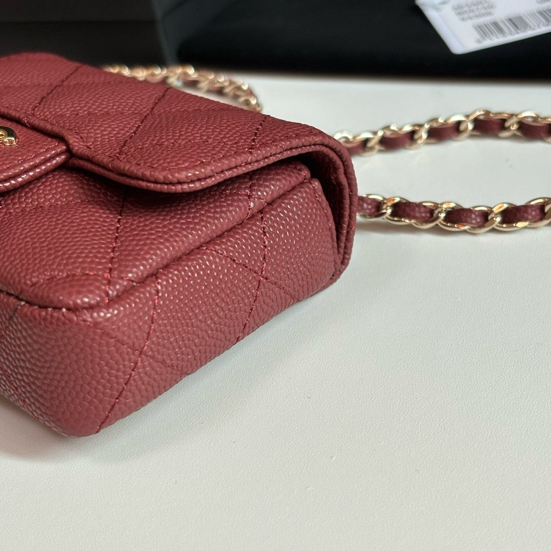 CC 26s Waist Belt Bag Chain Burgundy Caviar 212334