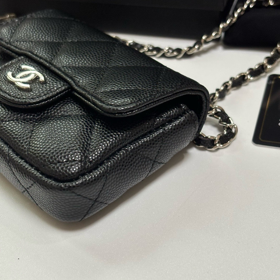 CC 26s Waist Belt Bag Chain Black Caviar SHW 212327