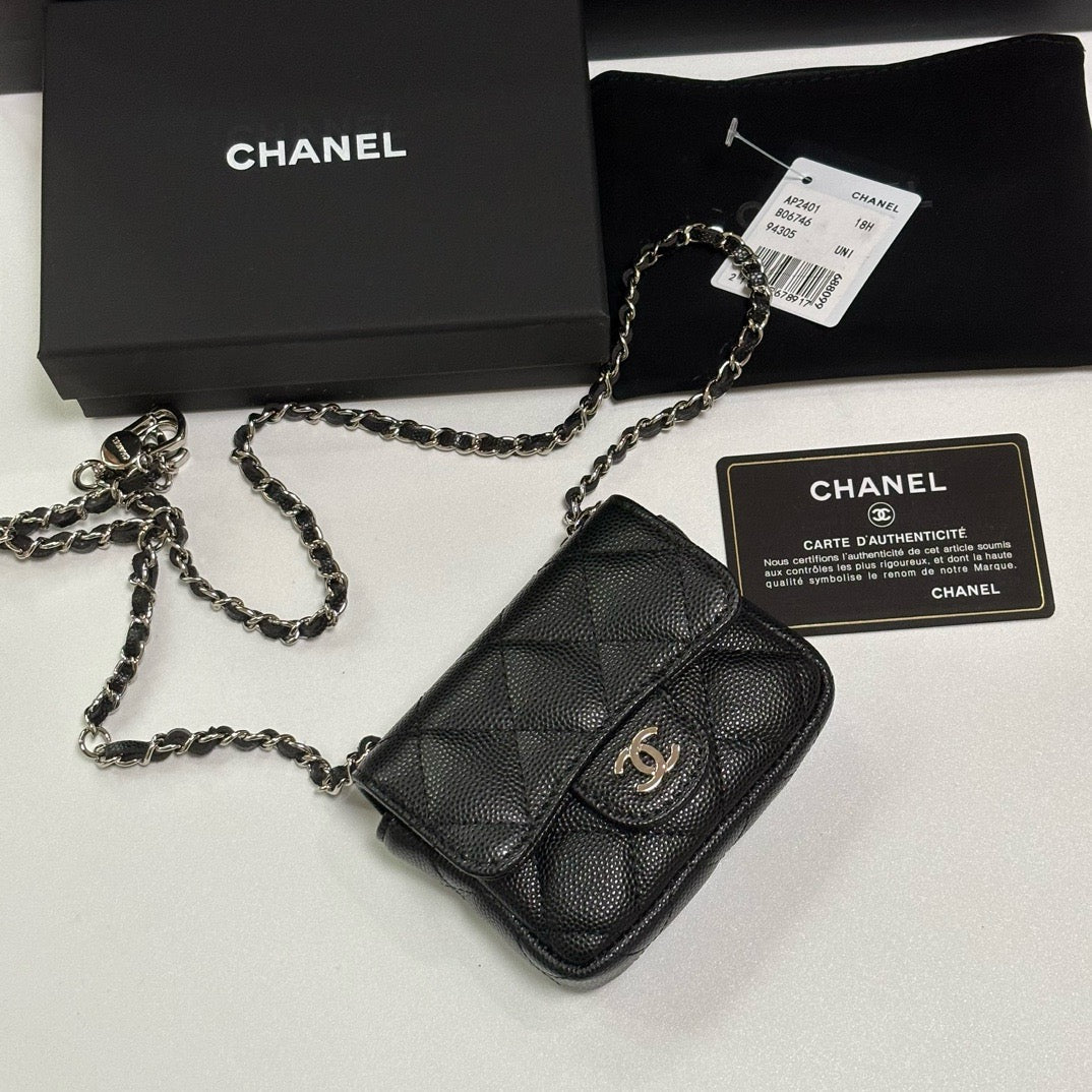 CC 26s Waist Belt Bag Chain Black Caviar SHW 212327