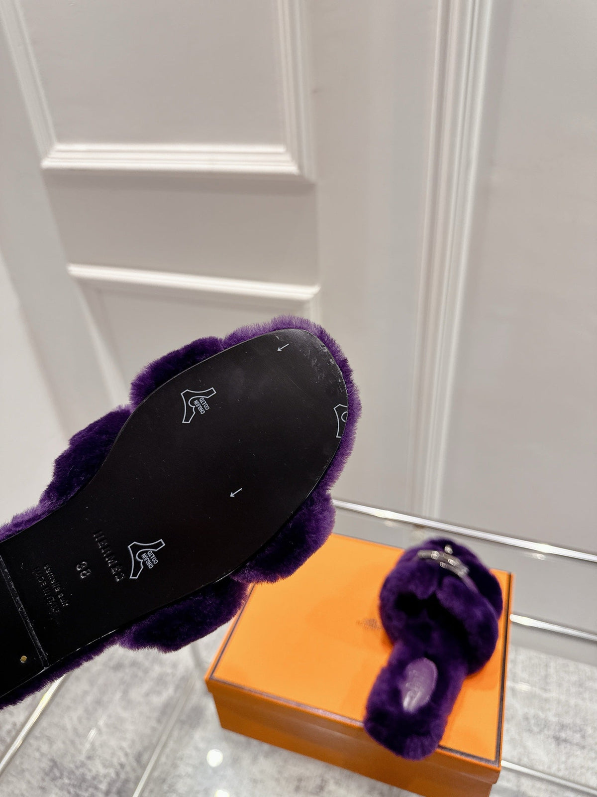HM Oran slippers sliver buckle purple wool