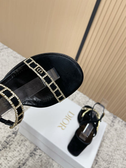 CD 26s High Heel Sandals 80 Black Genuine Leather 643496