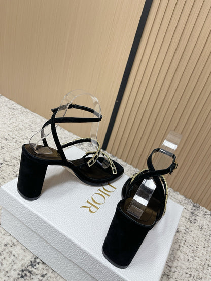 CD 26s High Heel Sandals 80 Black Genuine Leather 643496