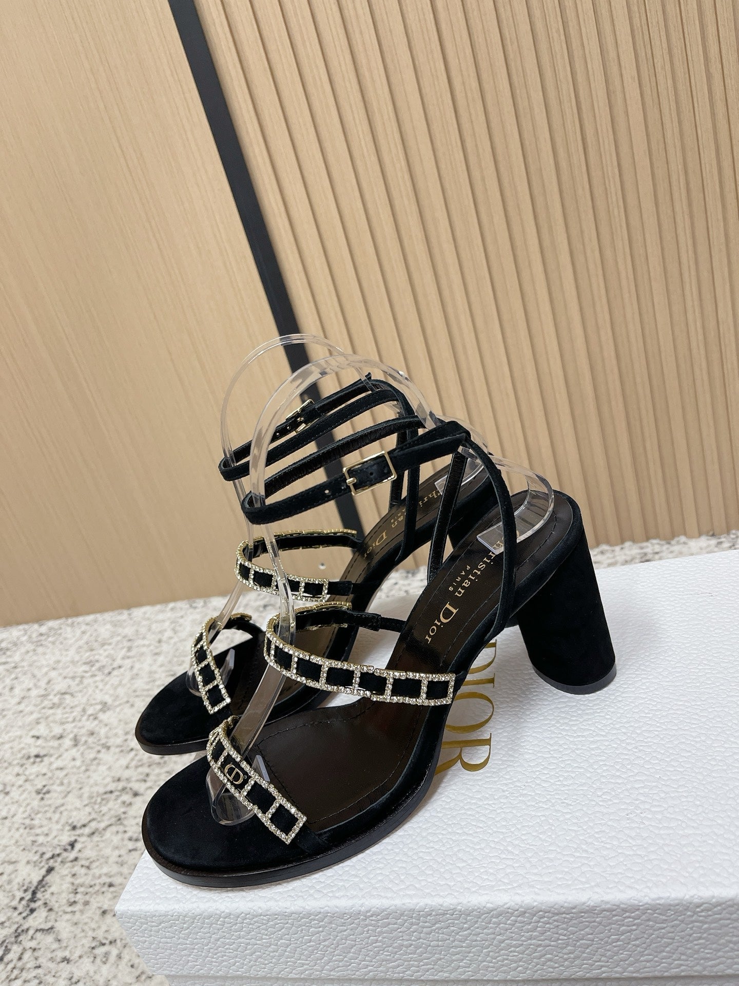 CD 26s High Heel Sandals 80 Black Genuine Leather 643496
