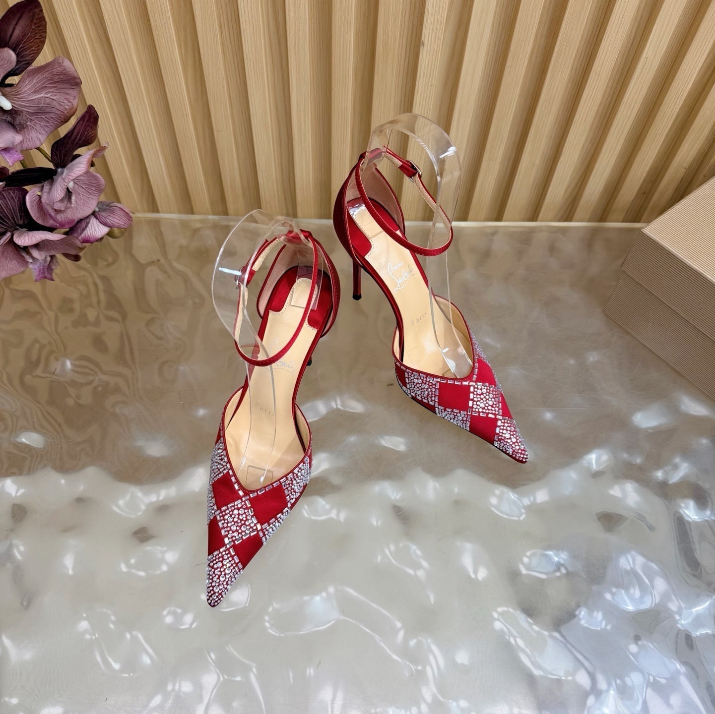 Christian Louboutin 2026 Slingback Pumps 100mm Silk Rhinestone 775986