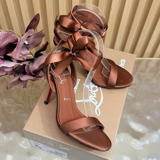 Christian Louboutin 2026 Cassia Lace Up Pumps 100mm Crepe Satin 775976