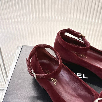Chanel 2026 Mary Jane Ballet Flats Velvet Crystal CC Logo Bow 791128