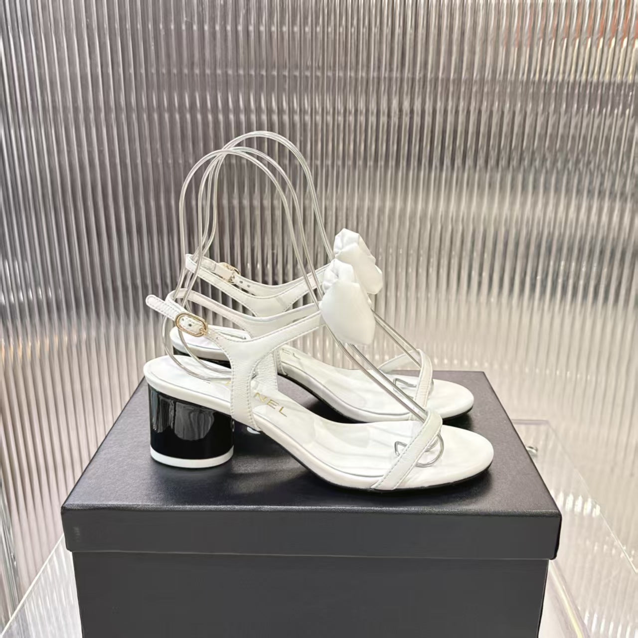 Chanel 2026 Bow-Accented Sandals Block Heel 55mm Sheepskin Leather 791153