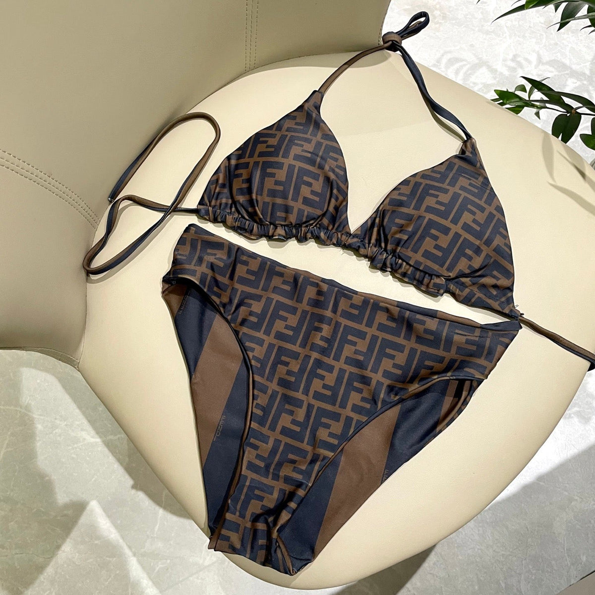 Fendi Swimsuit Brown Black Cotton 180518