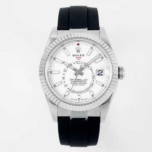Rolex Sky-Dweller 42mm Stainless Steel Case White Dial Rubber Strap
