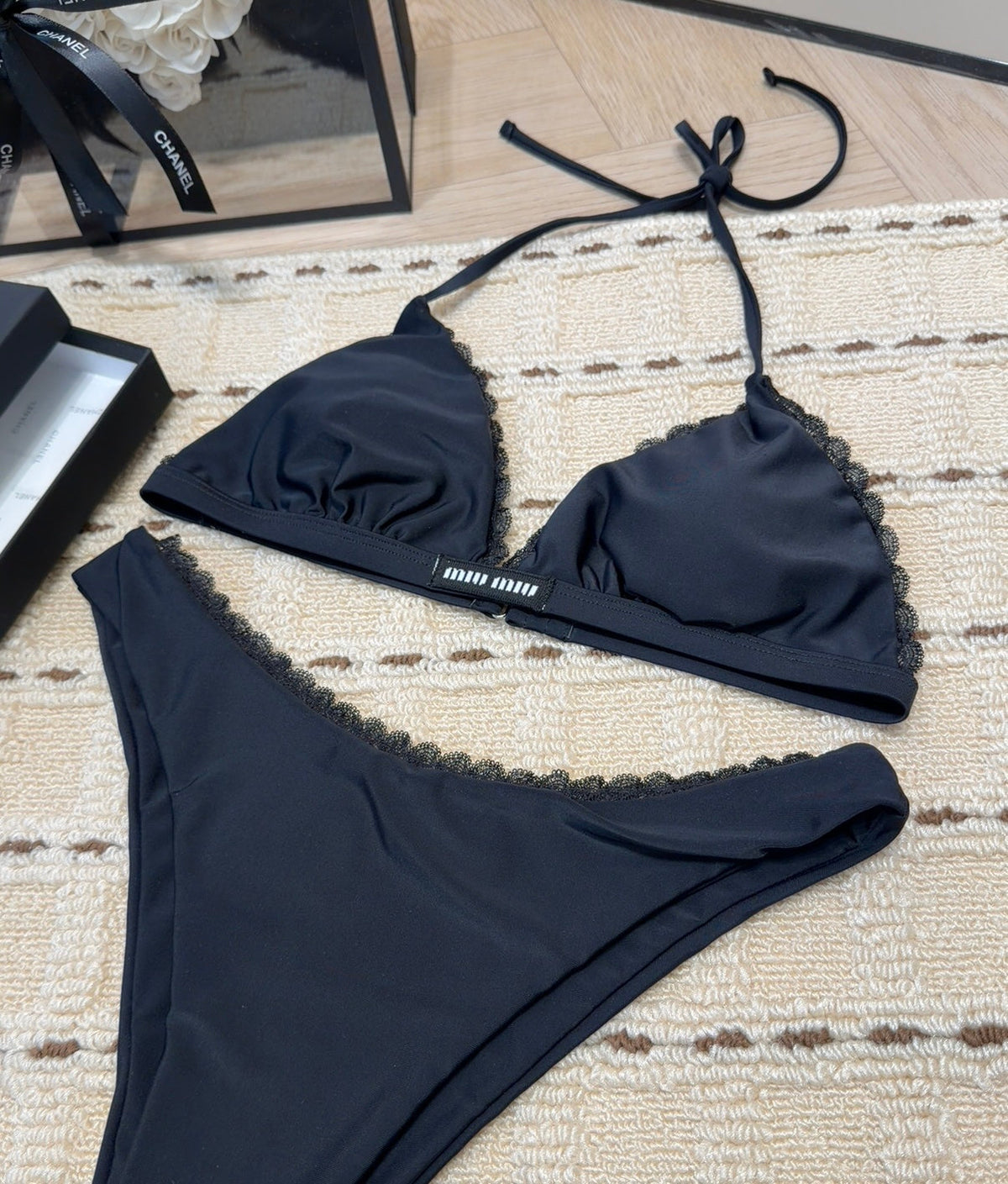 Miu Swimsuits Black Cotton 180544