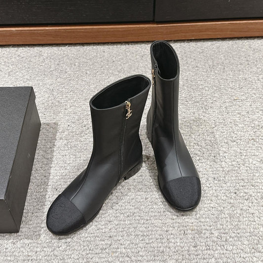 CC Short Boot Black Lambskin Grosgrain