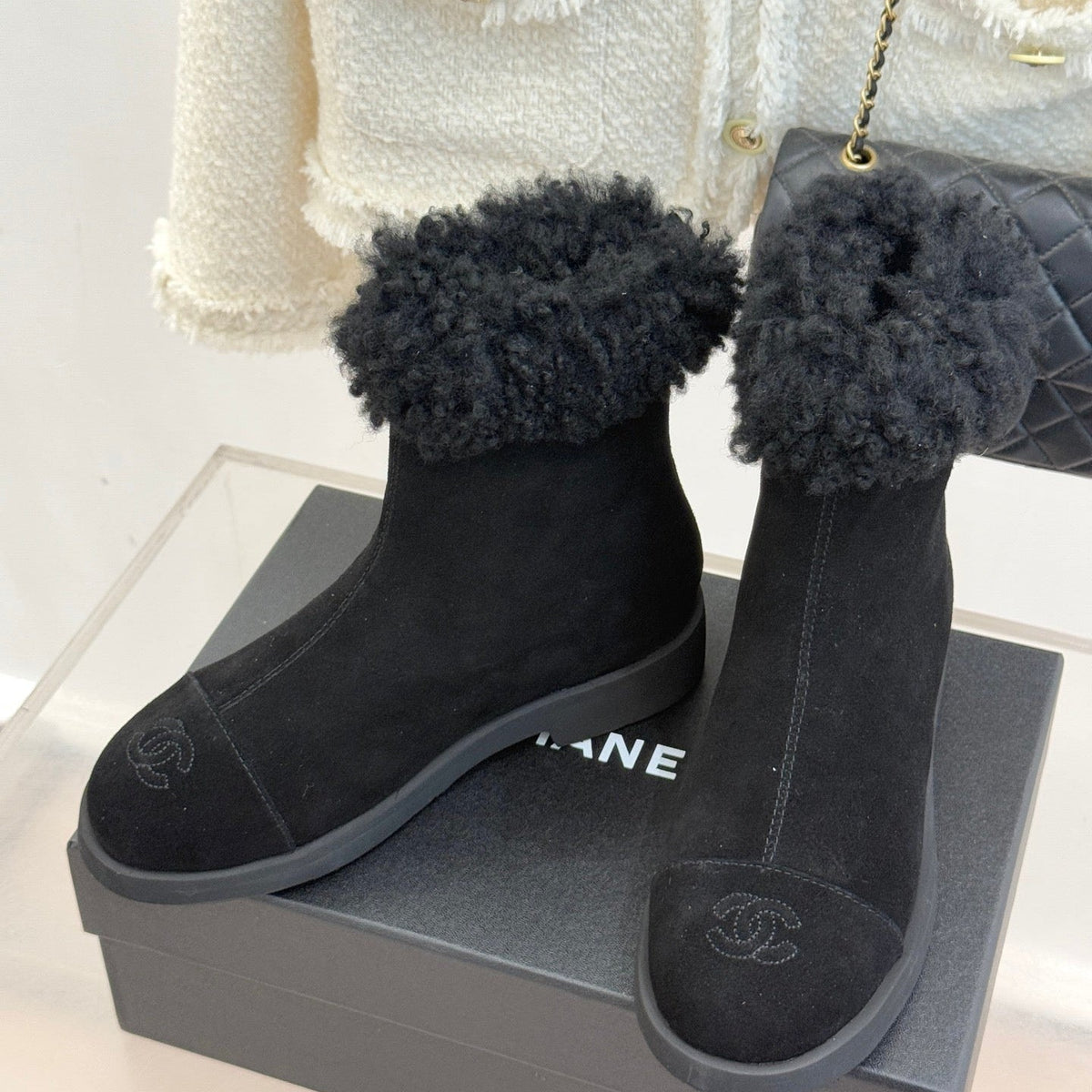 CC 25s Ankle Boots Black Suede Wool 512069