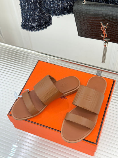 HM 26ss Flat Slippers Brown Sheepskin 642855