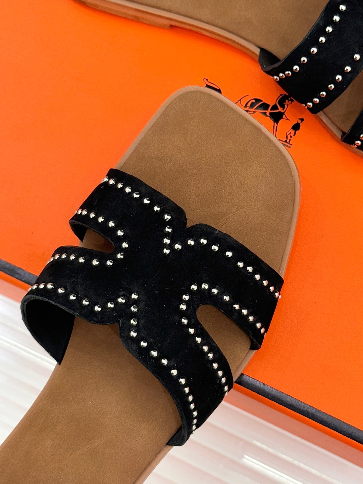 HM 26ss Flat Slippers Brown Black Suede 642827