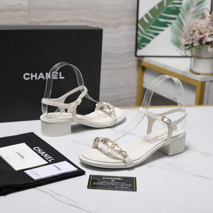 Chanel 2026 Sandals 25mm White Cowhide 758394