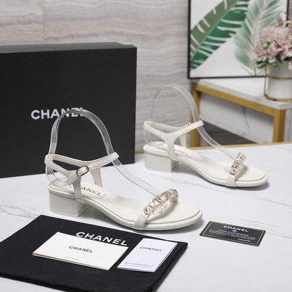 Chanel 2026 Sandals 25mm White Cowhide 758394