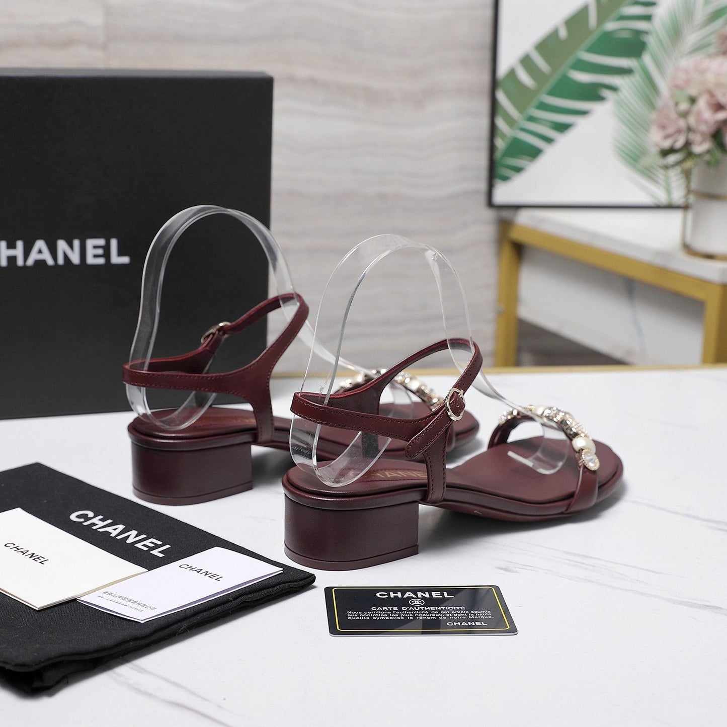 Chanel 2026 Sandals 25mm Red Cowhide 758396