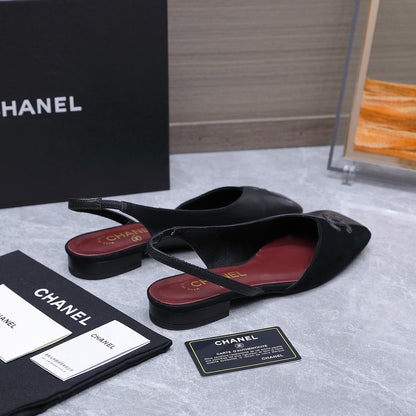 Chanel 2026 Slingback Black  Suede Leather 758406